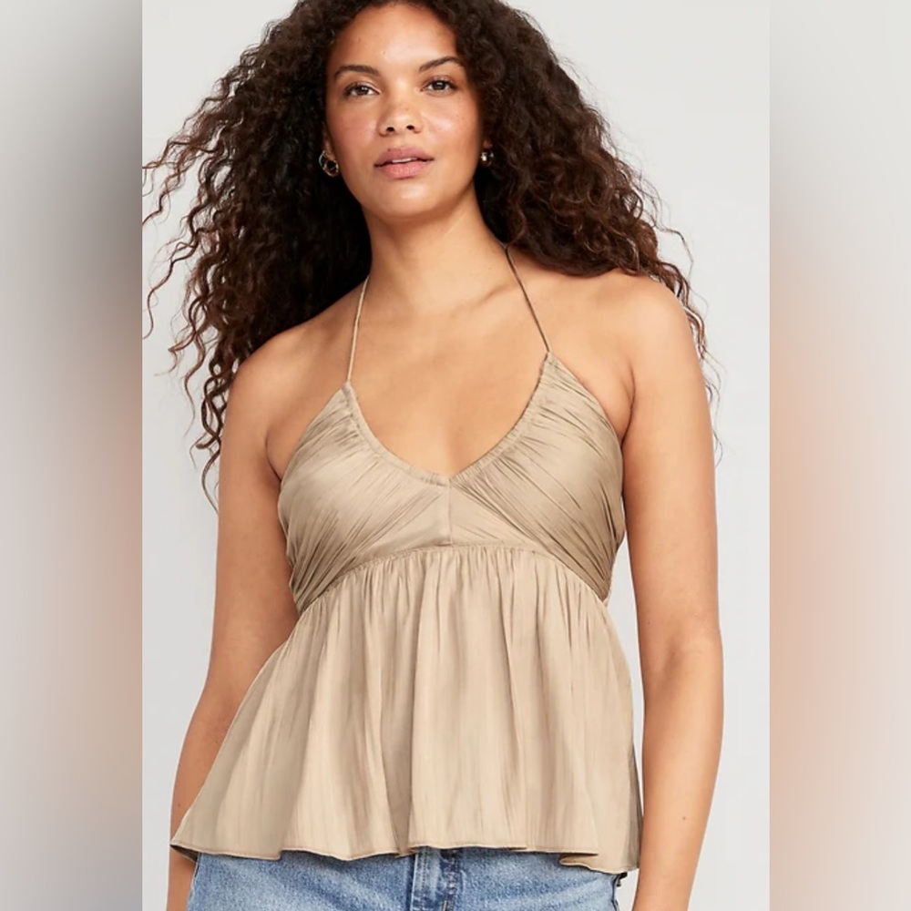 NWT Old Navy Shirred Satin Halter Top